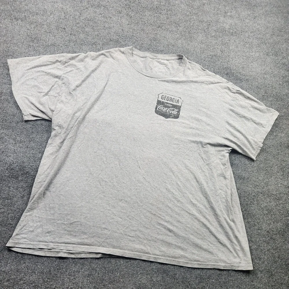 Coca-Cola Mens 3XL T-Shirt Heather Grey Georgia Graphic Distressed Logo Tee